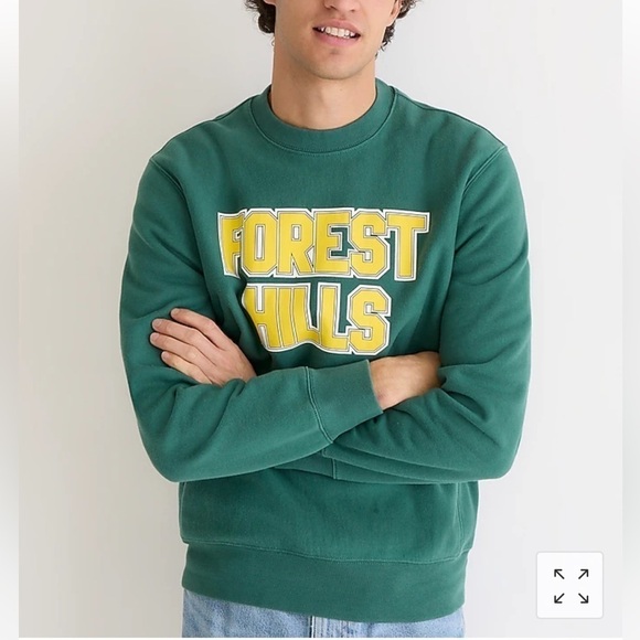 J. Crew Heritage 14 oz. fleece Forest Hills graphic sweatshirt BN414 Green M - Picture 1 of 6